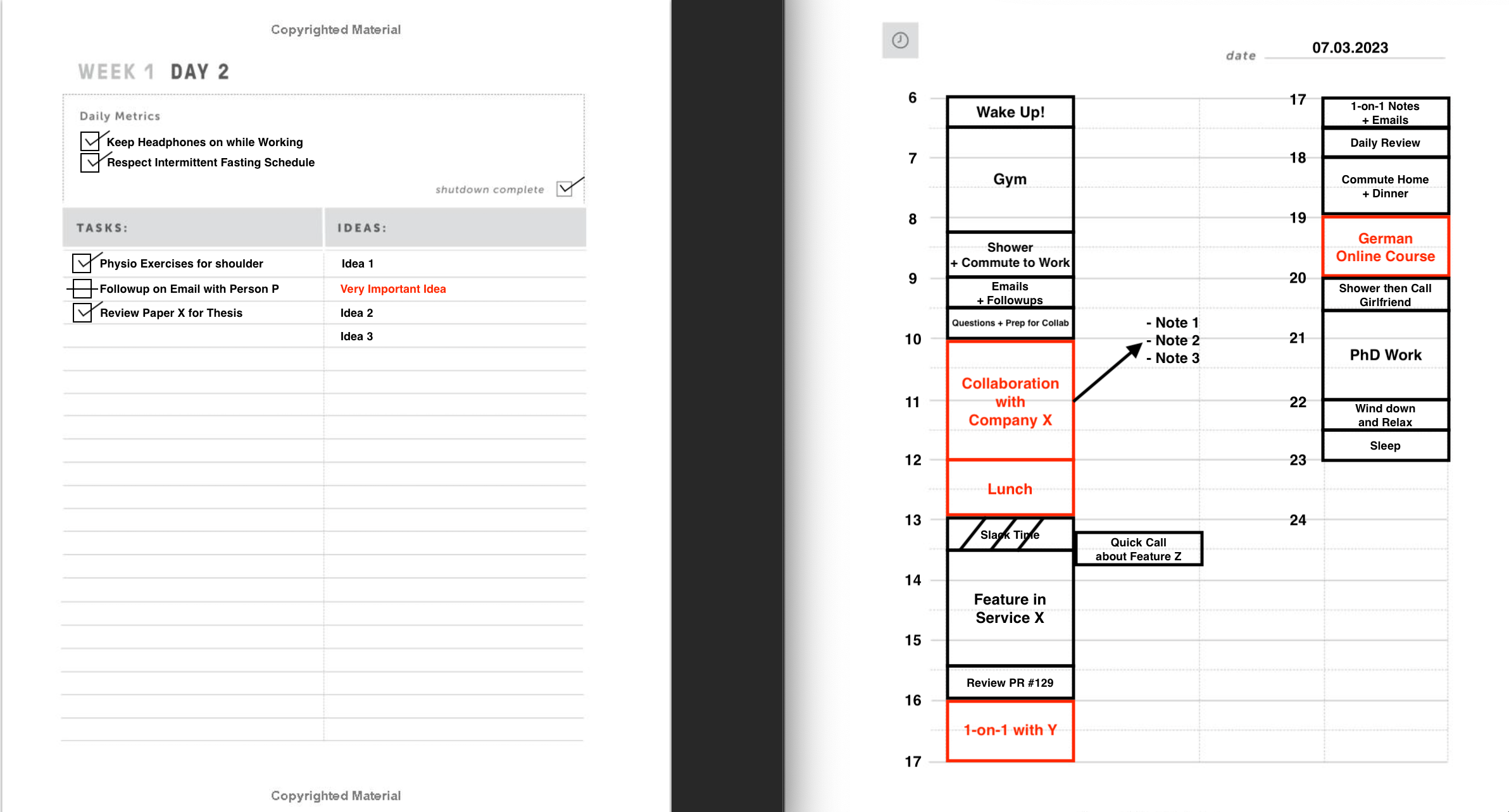 Time-Block Planner Filled.